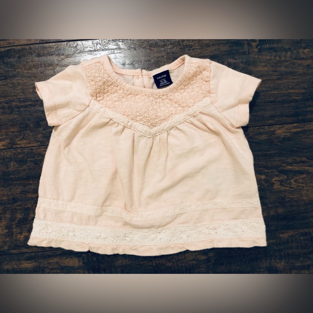 Pale pink textured shirt 12-18 months baby GAP